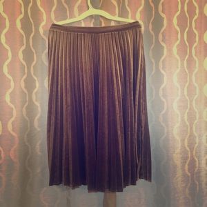 Velvet Midi Pleated Skirt